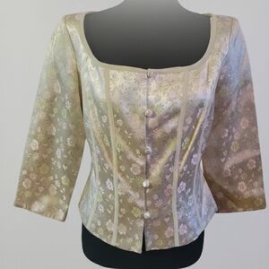 Chic Floral Beige Women's Blouse